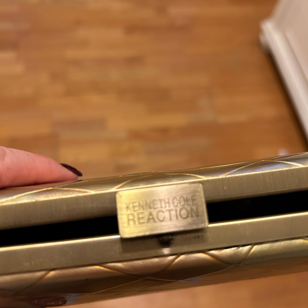 Used Kenneth Cole Reaction gold clutch. - Picture 5 of 6